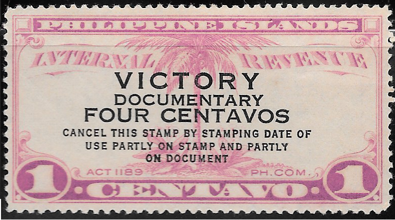 1945 1c Victory Revenue Philippine Stamp
