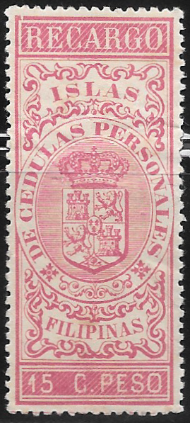 1888 - 15c Recargo de Cedulas Personales Revenue Stamp