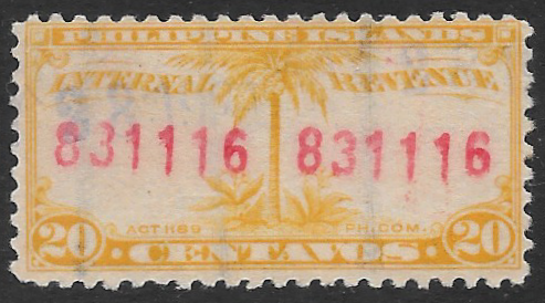 1917-27 20c Philippine Revenue Stamp