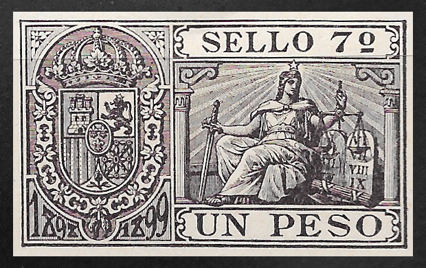 1898 Timbre Movil 1 peso revenue stamp