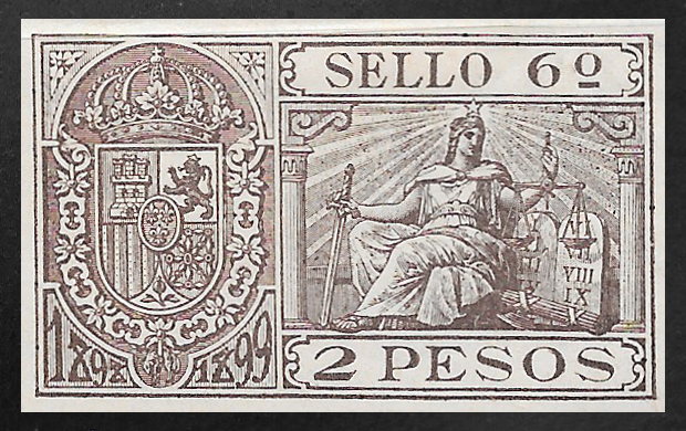 1898 Timbre Movil 2 pesos revenue stamp