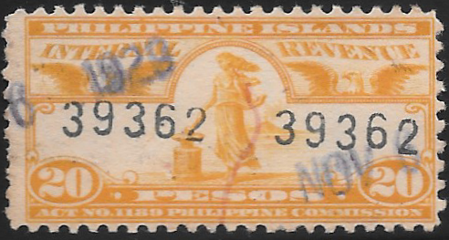 1917-27 20p Philippine Revenue Stamp