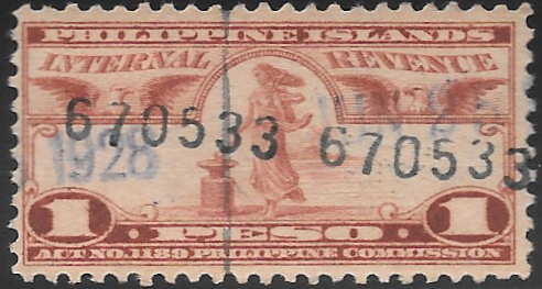 1928 1p Philippine Revenue Stamp