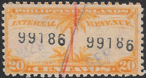 1928 20c Philippine Revenue Stamp