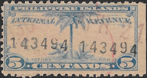 1928 5c Philippine Revenue Stamp