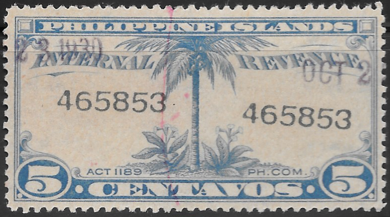 1930-31 5c Philippine Revenue Stamp