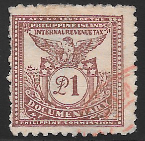 1905 - 1p Documentary Revenue Stamp - US Administration