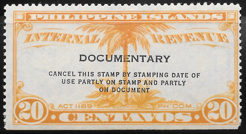 1940 - 20c Documentary Revenue Stamp - US Administration