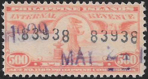 1917-27 500p Philippine Revenue Stamp