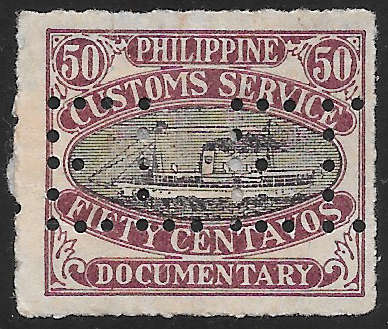 1917 50c Philippine Customs Revenue Stamp