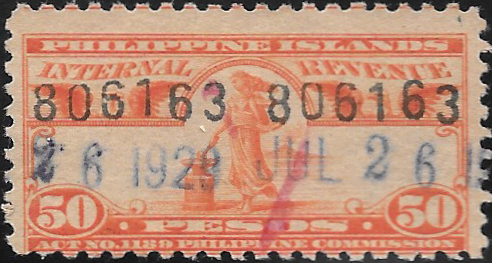 1928 50p Philippine Revenue Stamp