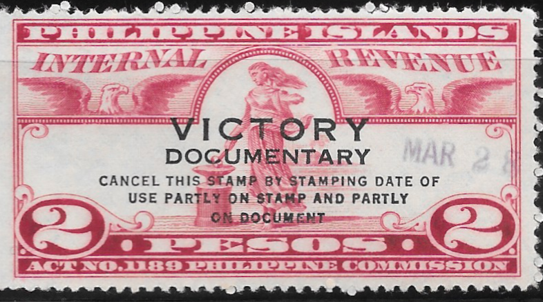 1945 - 2p Documentary Revenue Stamp - US Administration "Victory"