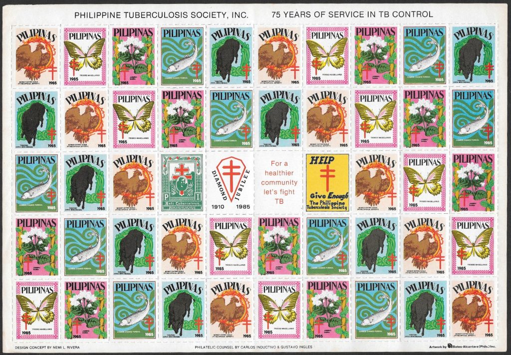 Complete sheet of Christmas Seals from the Philippines - 1985