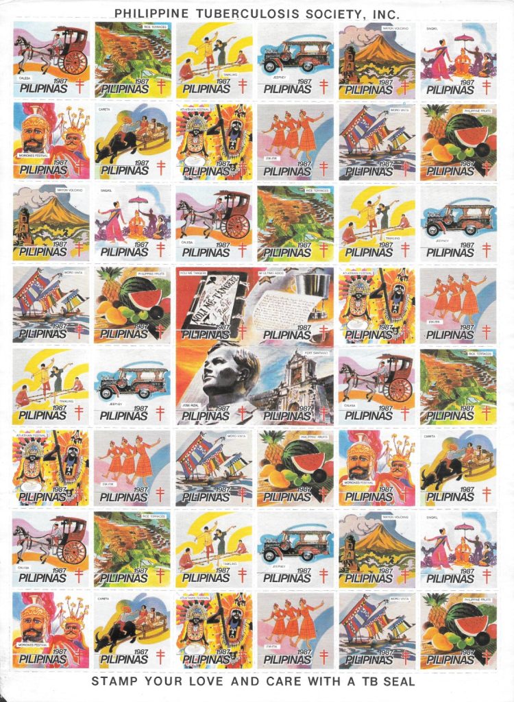 Complete sheet of Christmas Seals from the Philippines - 1987
