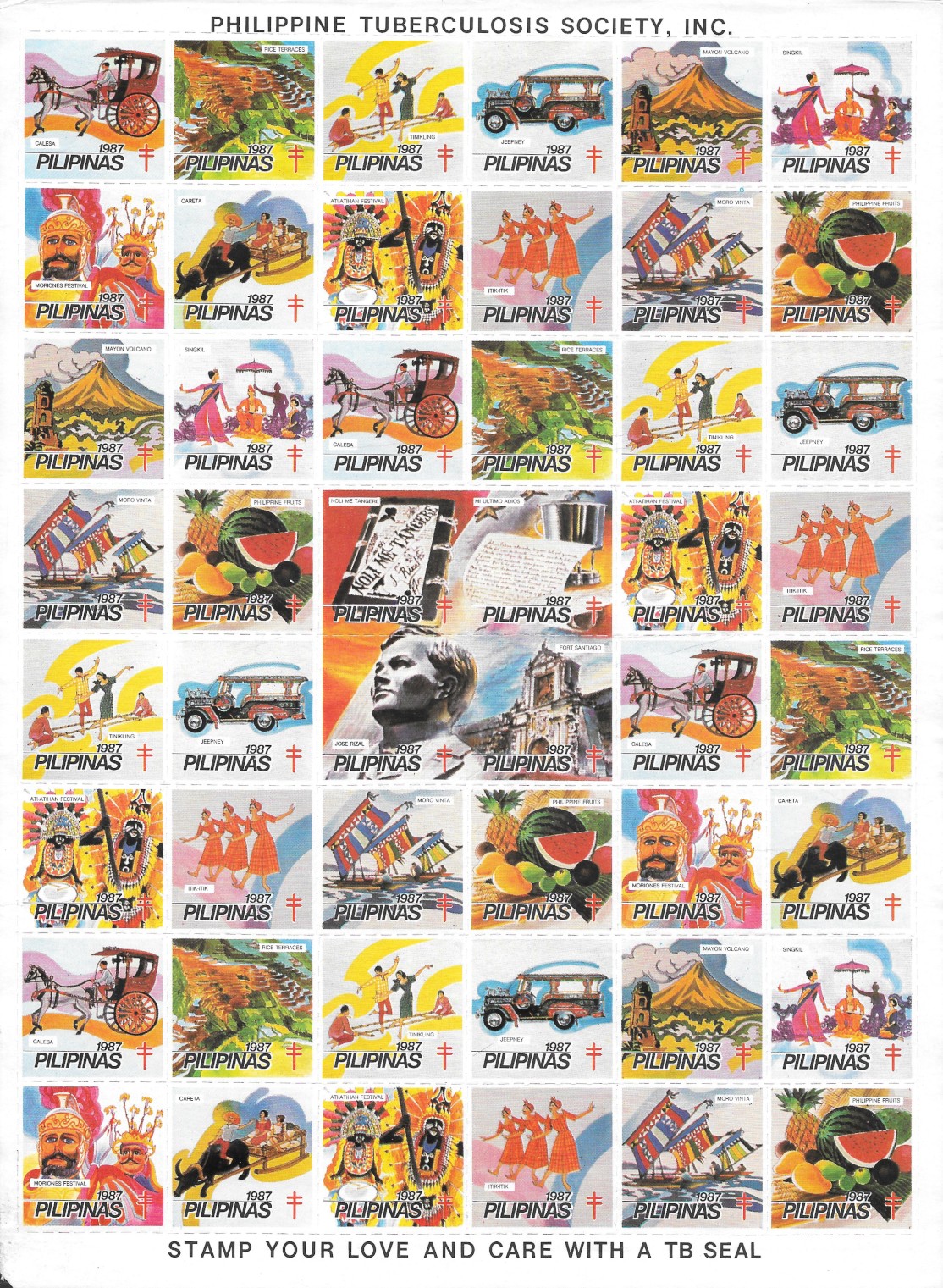 Complete sheet of Christmas Seals from the Philippines - 1987