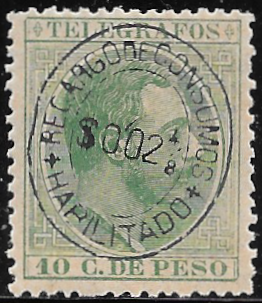 1888 Recargo de Consumas on Telegraph Stamp