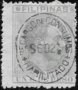 1888 Recargo de Consumas on postage Stamp