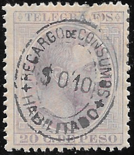 1888 Recargo de Consumas on Telegraph Stamp