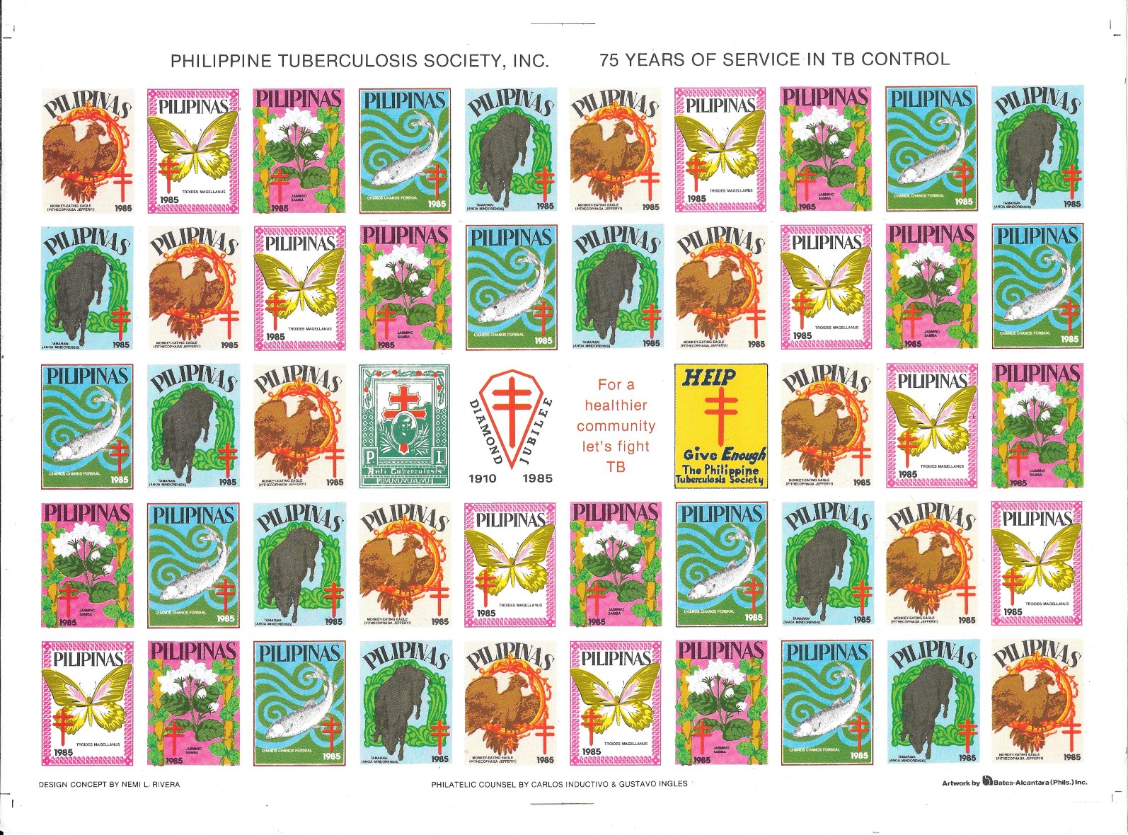 1985 Christmas Seals - Full Sheet (imperforate)