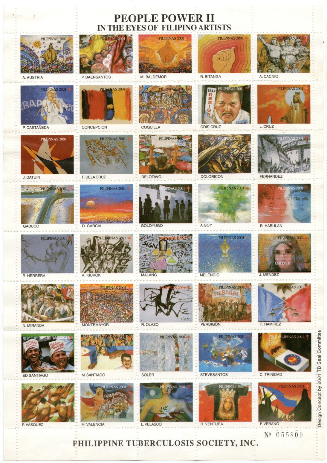 2001 Christmas Seals - Full Sheet (perforated)