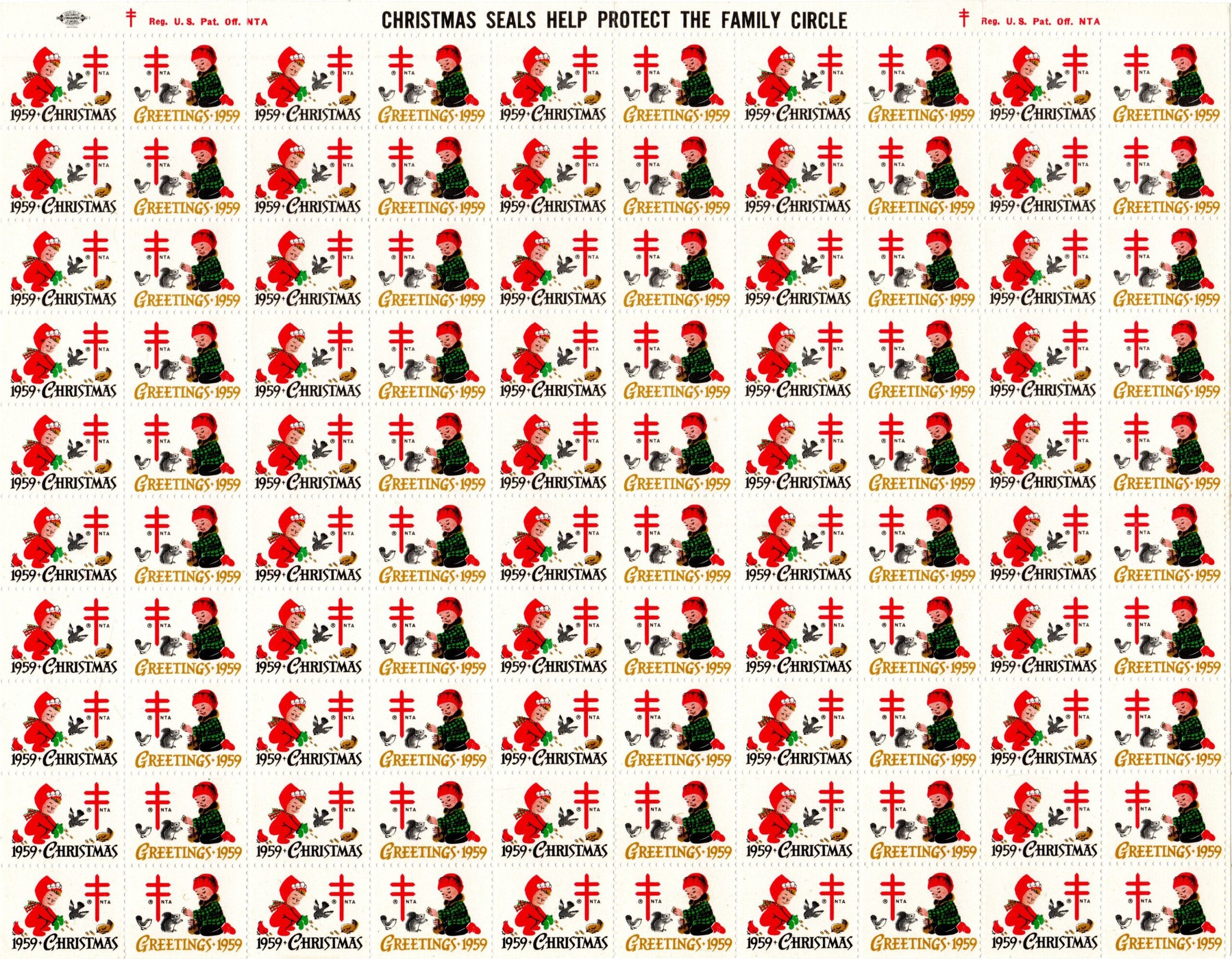 1959 Christmas Seals - Full Sheet
