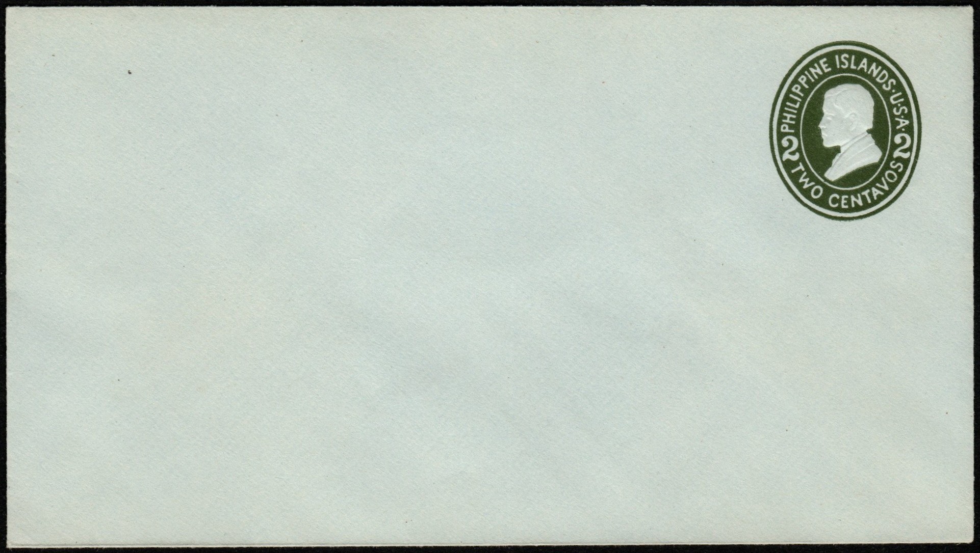 Scott:U33 / UPSS:76 - 2c Rizal in green on blue laid paper